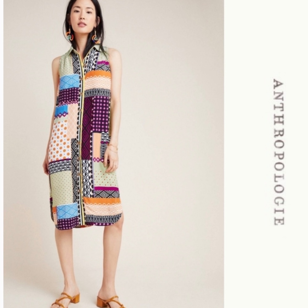 Anthropologie Sleeveless Patchwork Dress